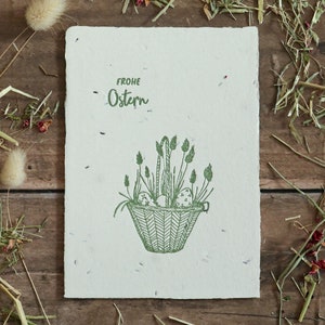 Set mit 4 einpflanzbaren Osterkarten aus handgeschöpftem Saatpapier 4 Karten zu Ostern und Frühling Letterpress Büttenpapier Bild 10