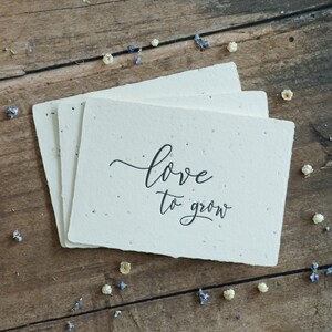 Einpflanzbares Gastgeschenk aus handgeschöpftem Saatpapier | love to grow | Hochzeit, Geburtstag | Letterpress | Büttenpapier | Giveaway