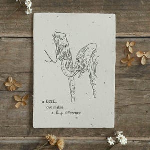 Einpflanzbare Geburtskarte aus handgeschöpftem Saatpapier | Karte A little love | Glückwunschkarte zur Geburt | Letterpress | Büttenpapier