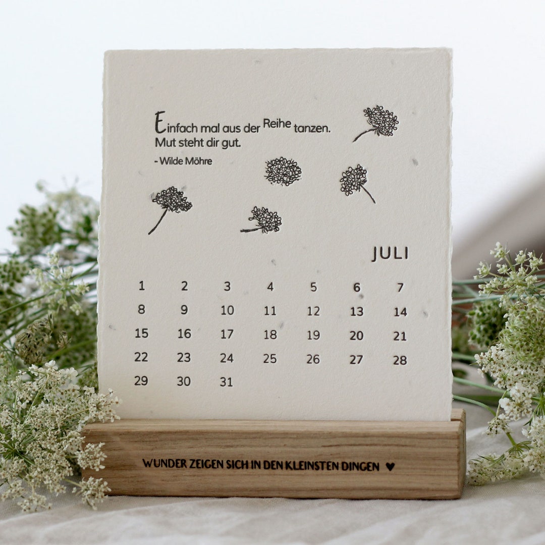 Einpflanzbarer Tischkalender 2024 aus handgemachtem Saatpapier Samen