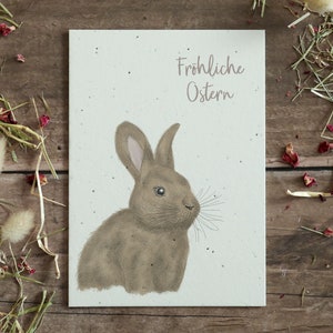 Set mit 4 einpflanzbaren Osterkarten aus handgeschöpftem Saatpapier 4 Karten zu Ostern und Frühling Letterpress Büttenpapier Bild 8