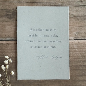 Einpflanzbare Trauerkarte aus handgeschöpftem Saatpapier | Karte Im Himmel | Beileidskarte | Kondolenz | Trost | Abschied | Büttenpapier