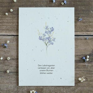 Einpflanzbare Trauerkarte aus handgeschöpftem Saatpapier | Karte Lebensgarten | Beileidskarte | Kondolenz | Trost | Abschied | Büttenpapier