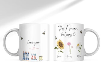 Personalised Gift Mug - Flowers and Gumboots