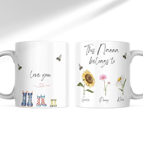 Personalised Gift Mug - Flowers and Gumboots