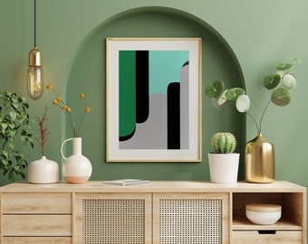 Printable Green Abstract Wall Art, Green gallery wall, Contemporary Home Decor
