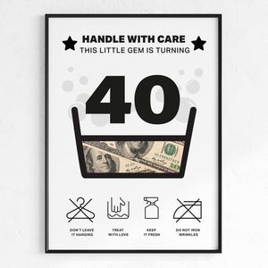 お金入りの面白い 40 歳の誕生日ギフト カード | 取り扱いに注意するギフトのアイデア | 直前の DIY プレゼント | お母さん、お父さん、兄弟、姉妹に | 印刷可能な PDF