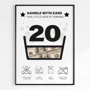Lustige Geburtstagsgeschenk Karte mit Geld | Mit Sorgfalt behandeln Geschenkidee | Last Minute DIY Geschenk | Für Bruder Schwester Freunde | druckbare pdf Datei