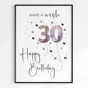 Geld 30 Geburtstag Geschenk | Geldgeschenk | Geburtstagskarte | sofort digitaler Download | PDF | Cash Bilderrahmen | Wünsch dir was