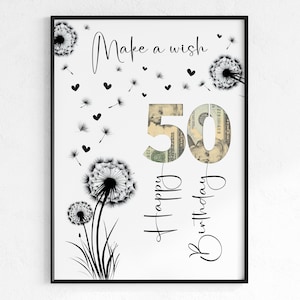 Geldgeschenk zum 50 Geburtstag selber machen | Geldgeschenk | Geburtstagskarte | sofort digitaler Download | PDF | Cash Bilderrahmen | Teenager Luftballons