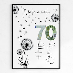 70er Jahre Geburtstagsgeschenk zum selbst ausdrucken | Geldgeschenk | Geburtstagskarte | Sofort-Download PDF | Geschenk Oma Opa | Geldgeschenk 70 Mom Dad