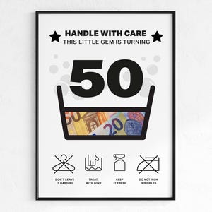 お金入りの面白い 50 歳の誕生日ギフト カード | 慎重に扱うギフトのアイデア | 直前の DIY プレゼント | お母さん、お父さん、兄弟、姉妹に | 印刷可能な PDF