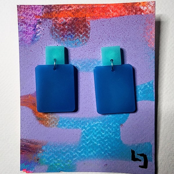 Rectangle Drop Earrings. Lightweight. Wild, Funky, Bright and Bold color blocked acrylic earrings. Your ultimate statement earring!