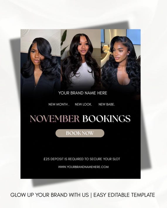 Hair Booking Flyer: Hairstylist DIY Canva Template (Digital)