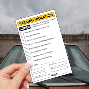 Printable Fake Parking Tickets Digital Download Prank Ticket