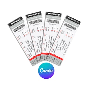 Bearbeitbare druckbare Konzertkarten, Ticketvorlage für Canva, personalisiertes Ereignisticket, Ticketmaster-Konzertgeschenk
