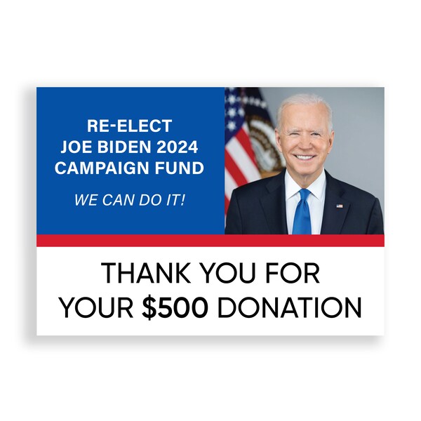 Joe Biden Prank Postcard - 100% Anonymous - Sent Directly To Your Victim - 2024 Election - Prank Mail - Joke Donation Card