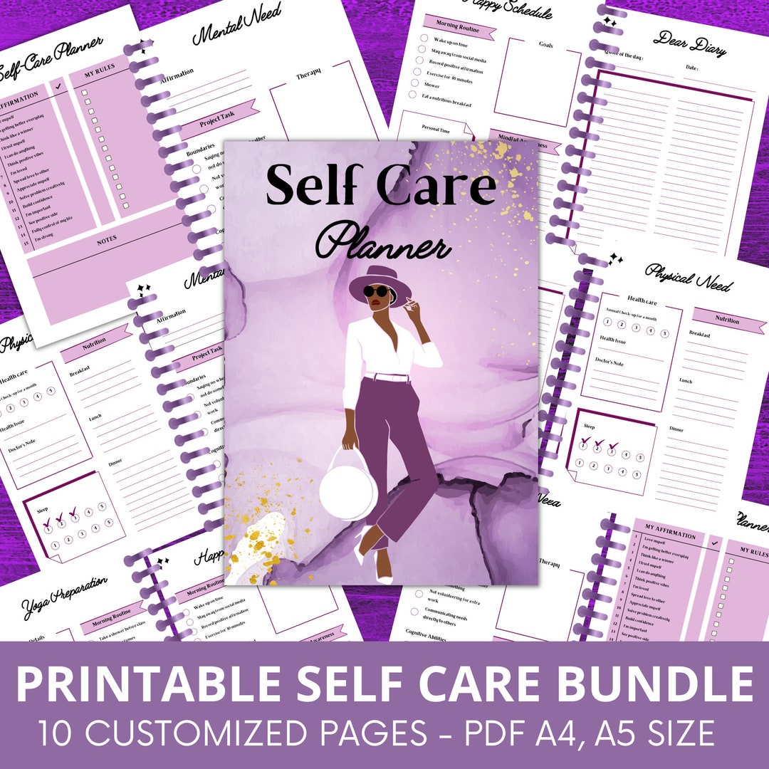 PDF Printable, Printable Planner, Self Care Planner Bundle, Undated ...