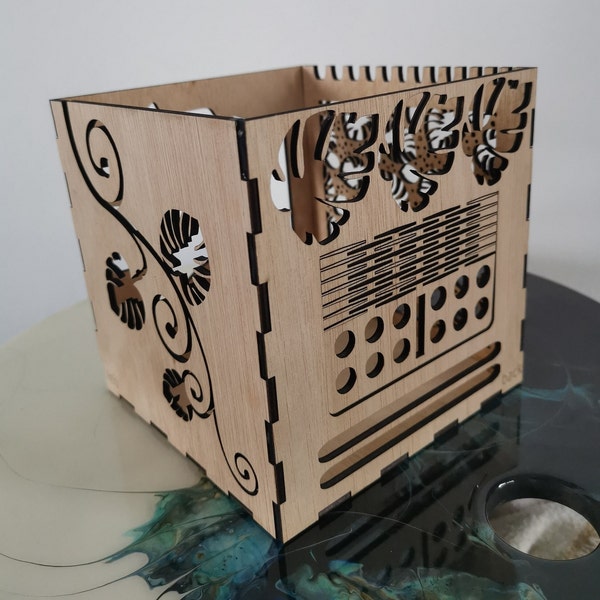 Monstera leaf Yarn Bowl Garen Bowl Craft Cube Organizer SVG Laser Cut Design File - Haak Breien Handwerk accessoires