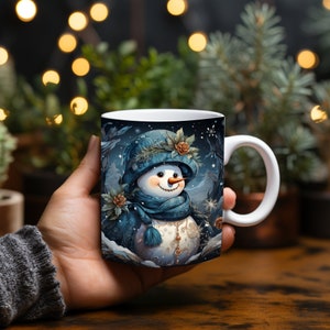 3D koffiemok oma sneeuwpop, schattige sneeuwpop theekop, unieke mokken voor winterliefhebbers, handgemaakte 11oz 15oz keramische mok, cadeau voor moeder en oma