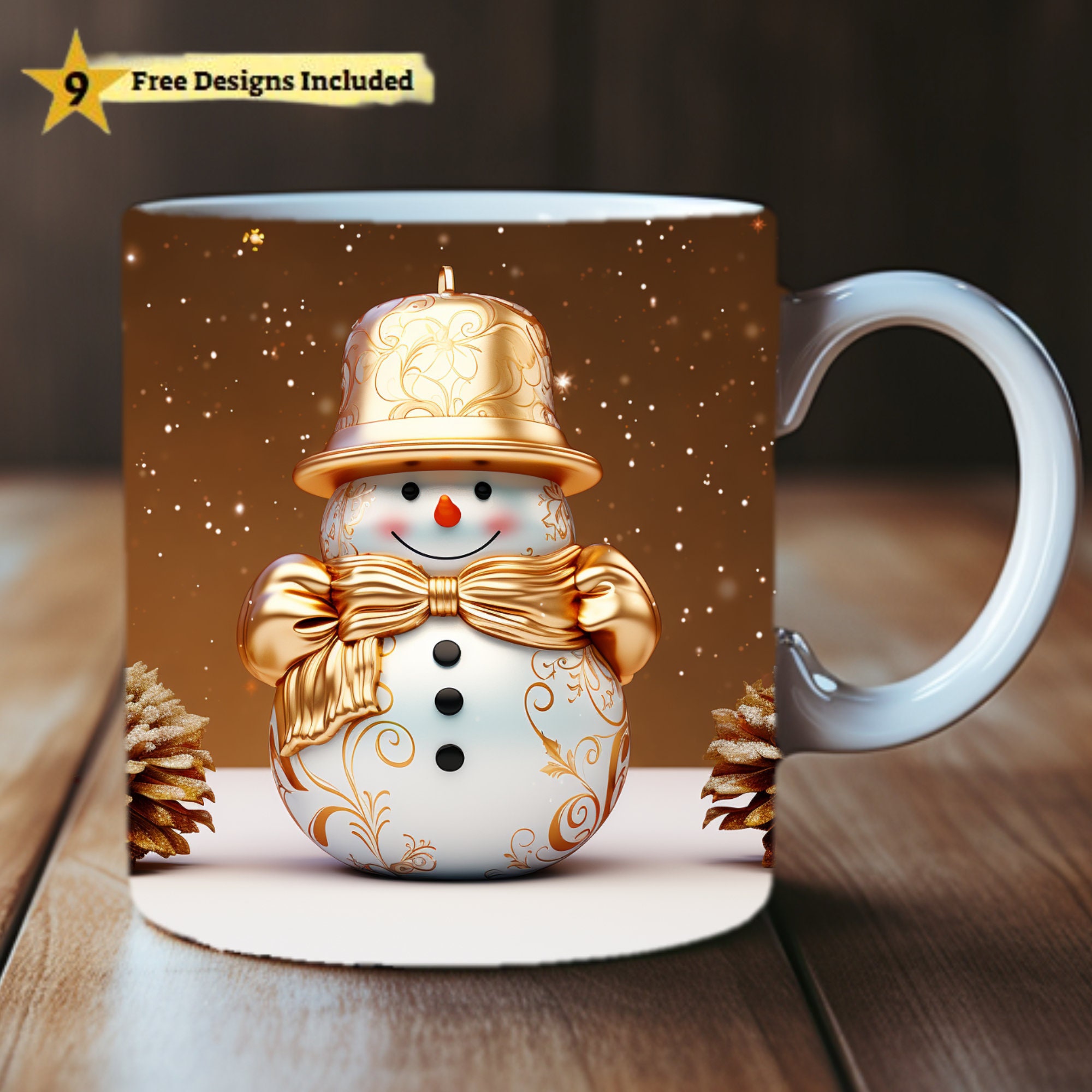 3D Snowman Mug Wrap Bundle, 11oz and 15 Oz Mug Png, 3D Winter Mug ...