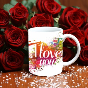 Love Mug Wrap Bundle, 3D Love Mug Sublimation, 11oz Mug Png, 11oz And 15 Oz Mug Png, 15oz Mug PNG, I Love You Mug Bundle image 7