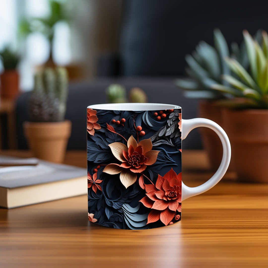 3D Luxury Handcrafted Colorful Flowers Collection Mug Wrap Design ...