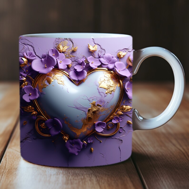 3D Heart Mug Wrap Bundle, 3D Love Mug Sublimation, 11oz Mug Png, 11oz And 15 Oz Mug Png, 15oz Mug PNG, Heart Hole in a Wall Mug Bundle