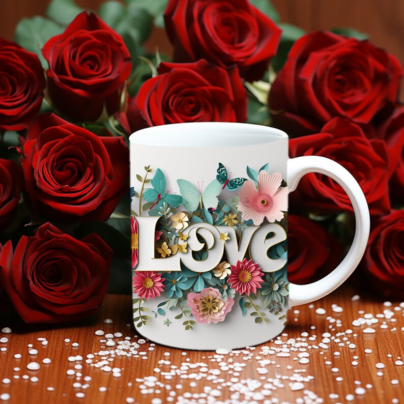 Love Mug Wrap Bundle, 3D Love Mug Sublimation, 11oz Mug Png, 11oz And 15 Oz Mug Png, 15oz Mug PNG, I Love You Mug Bundle image 9