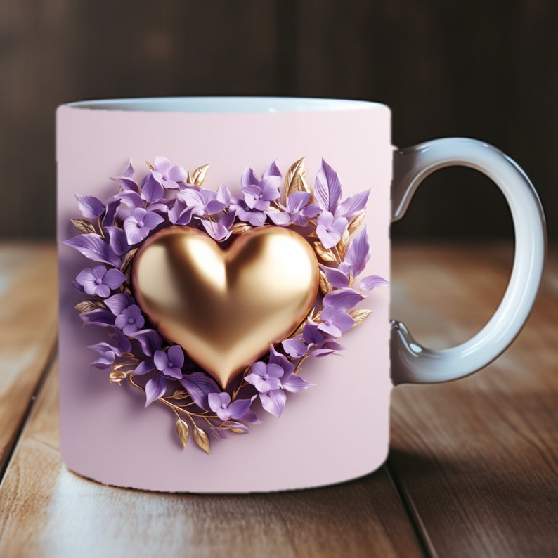3D Heart Mug Wrap Bundle, 3D Love Mug Sublimation, 11oz Mug Png, 11oz And 15 Oz Mug Png, 15oz Mug PNG, Heart Hole in a Wall Mug Bundle