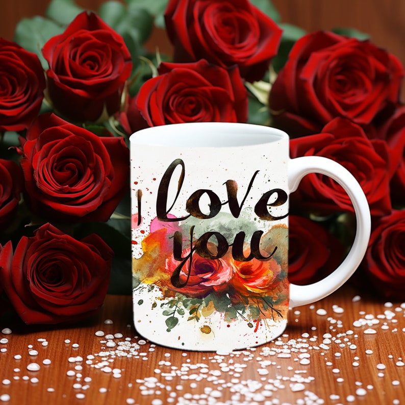 Love Mug Wrap Bundle, 3D Love Mug Sublimation, 11oz Mug Png, 11oz And 15 Oz Mug Png, 15oz Mug PNG, I Love You Mug Bundle image 4