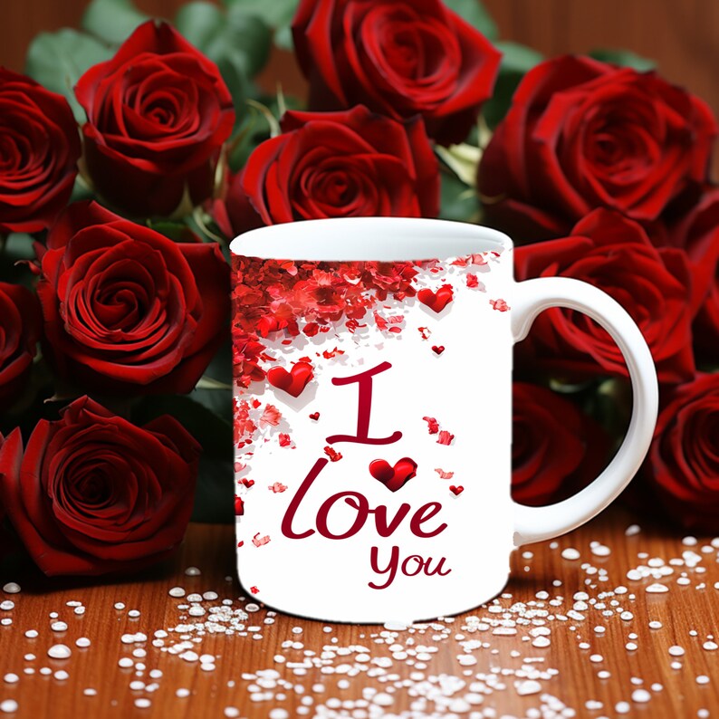 Love Mug Wrap Bundle, 3D Love Mug Sublimation, 11oz Mug Png, 11oz And 15 Oz Mug Png, 15oz Mug PNG, I Love You Mug Bundle image 6