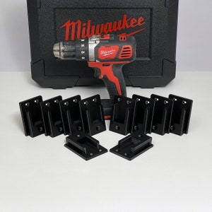 10-Pack Black Tool Holder for Milwaukee M18 (18v) | Organize Your Workshop and Tool Van With Wall Mounted Tool Holders | Tool Organization
