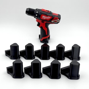 10-Pack Black Tool Holders for Milwaukee M12 (12V) Organize Your Workshop and Tool Van With Wall Mounted Tool Holders, Tool Organization