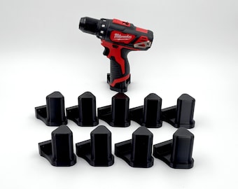Paquete de 10 portaherramientas negros para Milwaukee M12 (12 V). Organice su taller y furgoneta de herramientas con portaherramientas de pared.