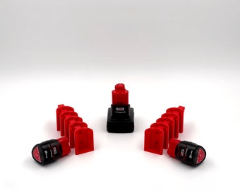 10-Pack Red Battery Holders for Milwaukee M12/12V | Organize Your Workshop & Tool Van With Wall Mounted Locking Battery Holders | Storage