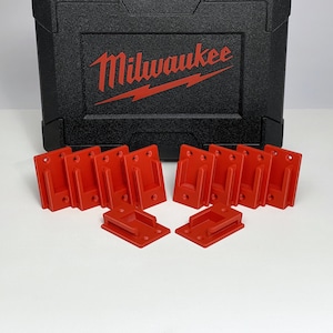 10-Pack Red Tool Holder for Milwaukee M18 (18v) | Organize Your Workshop and Tool Van With Wall Mounted Tool Holders | Tool Organization