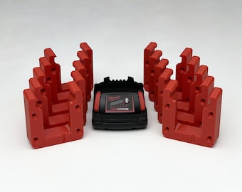 Paquete de 10 soportes para baterías Milwaukee M18 (18 V) / Organice su taller y su furgoneta de herramientas con soportes para baterías montados en la pared