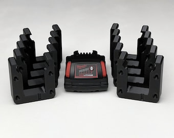 Paquete de 10 portapilas para baterías Milwaukee M18 (18 V) / Organice su taller y furgoneta de herramientas con portapilas de pared.