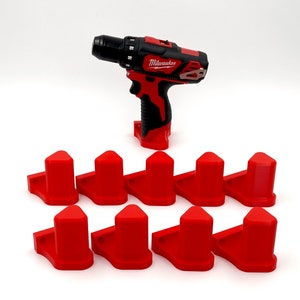 10-Pack Red Tool Holders for Milwaukee M12 (12V) Organize Your Workshop and Tool Van With Wall Mounted Tool Holders, Tool Organization