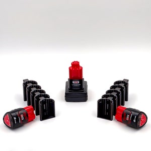 10-Pack Black Battery Holders for Milwaukee M12/12V | Organize Your Workshop & Tool Van With Wall Mounted Locking Battery Holders | Storage