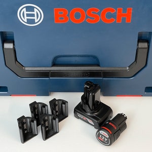 4-Pack Battery Holder For Bosch Professional 12V & 10.8V, From 2016 And Newer | Wall Mounted Battery Holder For The Workshop and Tool Van