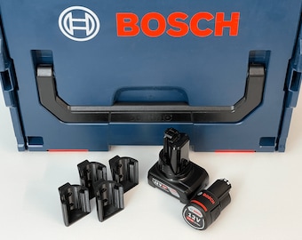 4-Pack Battery Holder For Bosch Professional 12V & 10.8V, From 2016 And Newer | Wall Mounted Battery Holder For The Workshop and Tool Van