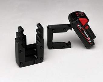 Paquete de 4 soportes para baterías Milwaukee M18 (18 V) / Organice su taller y furgoneta de herramientas con soportes para baterías montados en la pared