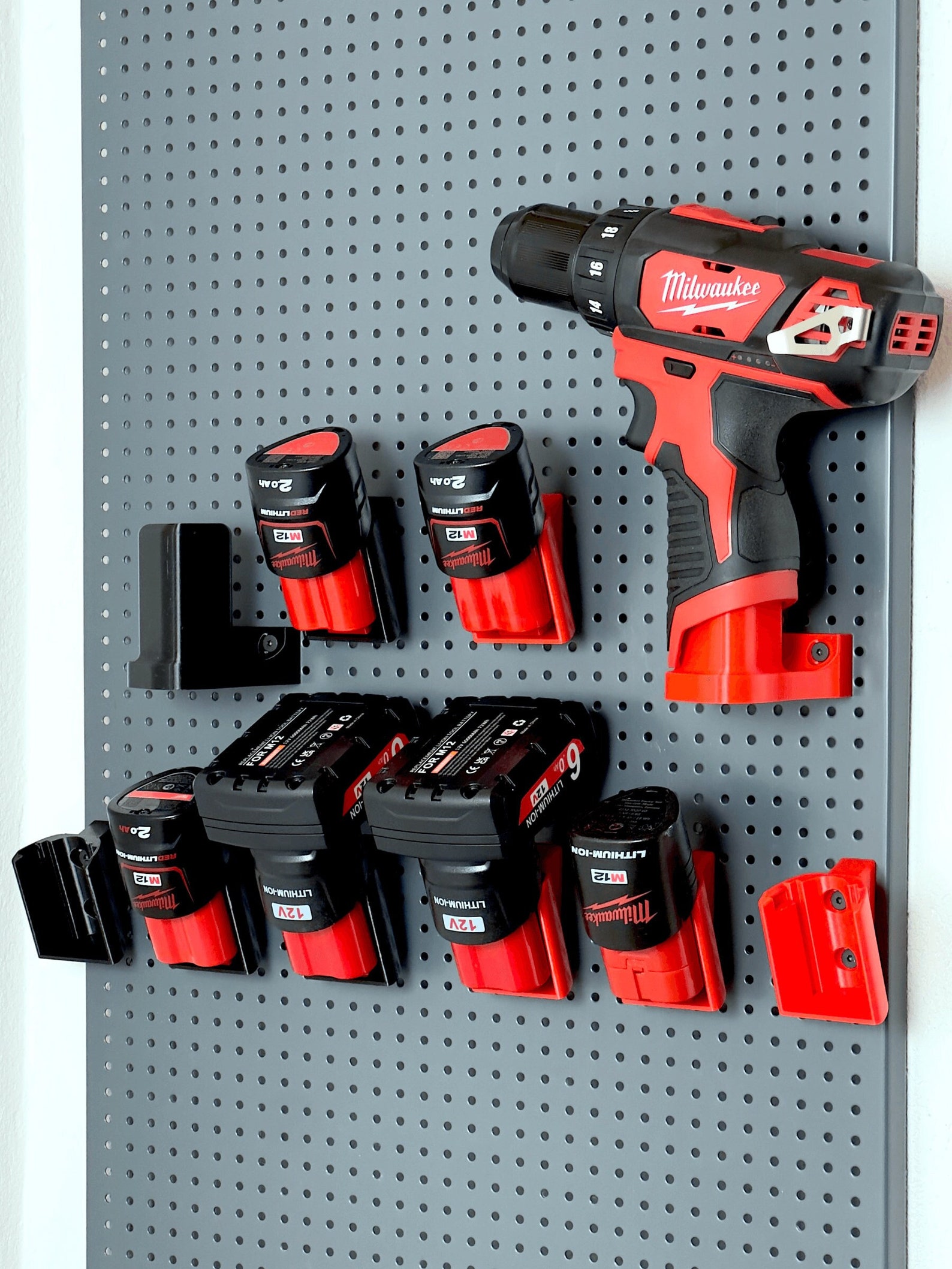 3-Pack Battery Holders For Milwaukee M12 & Bosch 12V – Wall Mount Storage Racks, 9 Total Slots