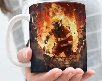 Firefighter Breaks Wall Mug, Digital Design, 15oz & 11oz, Fireman Gift, Unique Coffee Cup, Instant Digital Download