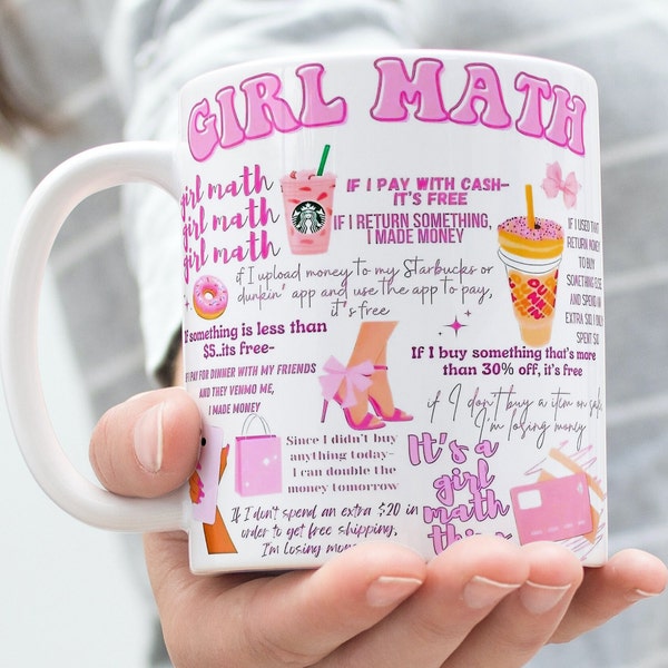 Girl Math Teacher Mug Wrap Around Mug Template 11oz & 15oz, Sublimation, High-Quality PNG, Instant Digital Download