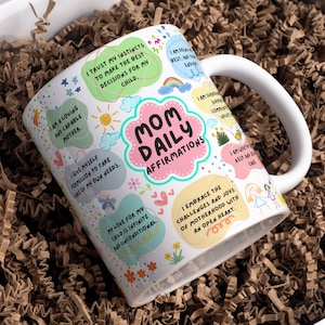 Moms Daily Affirmations Cup Wrap Around Mug Design 15oz & 11oz, Inspirational Mug, Sublimation, High-Quality PNG, Instant Digital Download