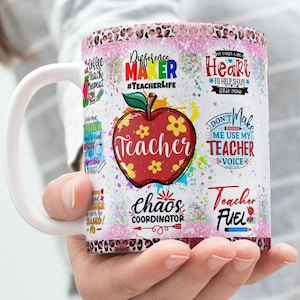 Teacher Life Mug Sublimation PNG, Digital Mug Designs, Teacher Affirmation Mug Wraps, 11oz & 15 oz Mug Design, Teacher Appreciation, Teacher