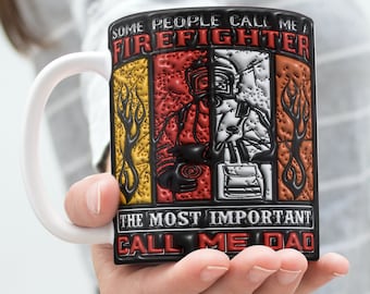 Firefighter Dad Mug Design: Wrap Around Sublimation (PNG Instant Download)